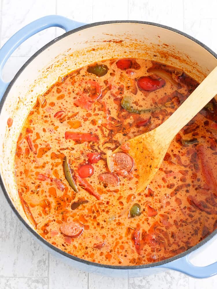 Low Carb, Keto Sausage and Peppers Soup • The Farmstead Chick | Kristi