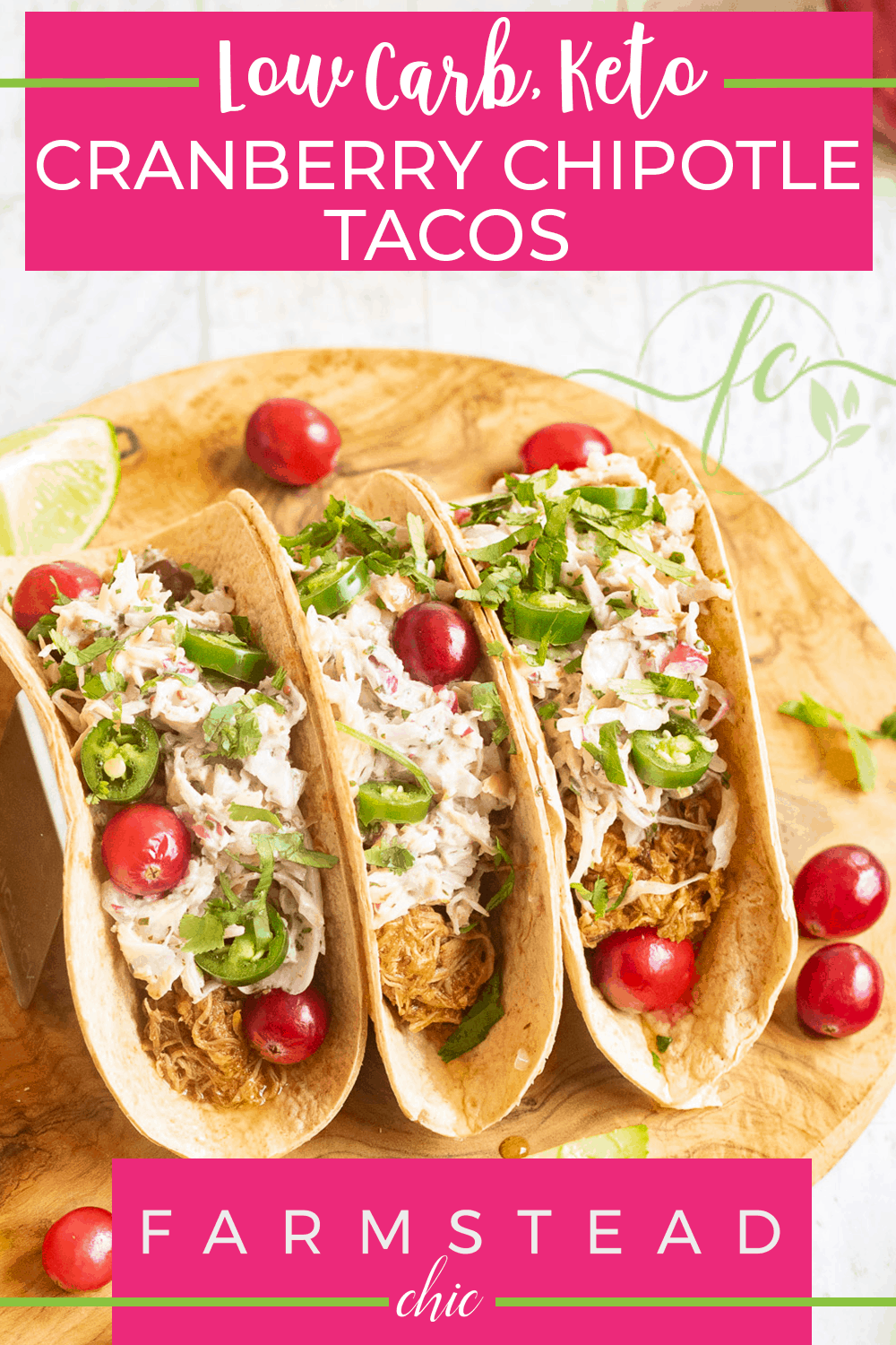 Instant Pot Cranberry Chipotle Chicken Tacos Low Carb, Keto Tacos